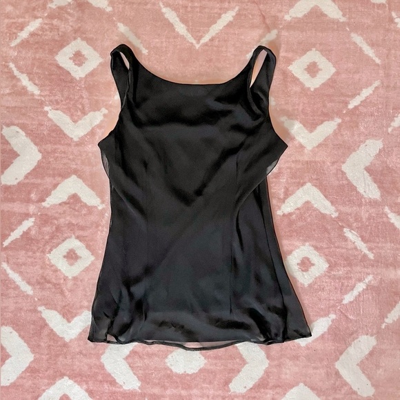 MSK Vintage Petite Black Silky and Sheer Tank Top and Skirt Set - Picture 7 of 9